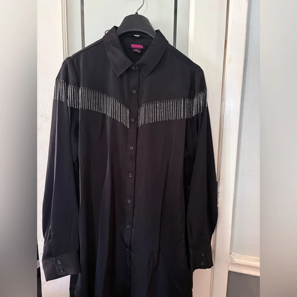 🤠 Rock & Roll Cowgirl Black Fringe Dress – NWT – Size XL – PP 25/L 35 - Picture 5 of 7